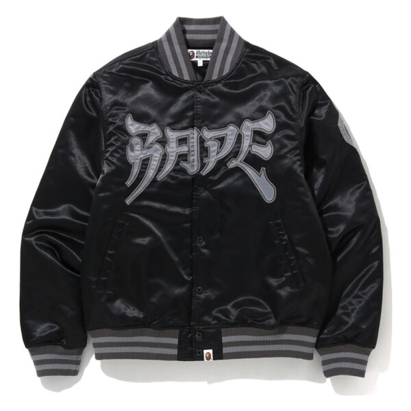 BAPE Satin Varsity Jacket – Black
