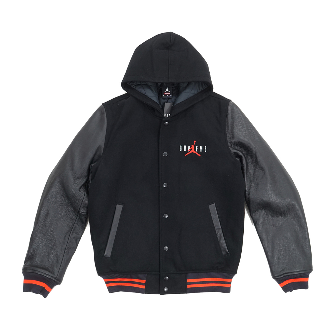 Supreme Jordan Hooded Varsity Jacket – Black